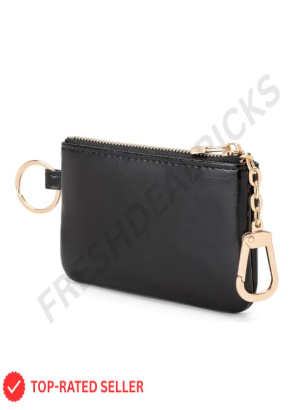 PU Leather Coin Purse with Keychain & Split Key Ring
